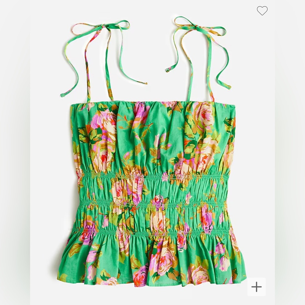 NWT J.Crew Tie-front voile camisole in rose garden Size X-Small classic green